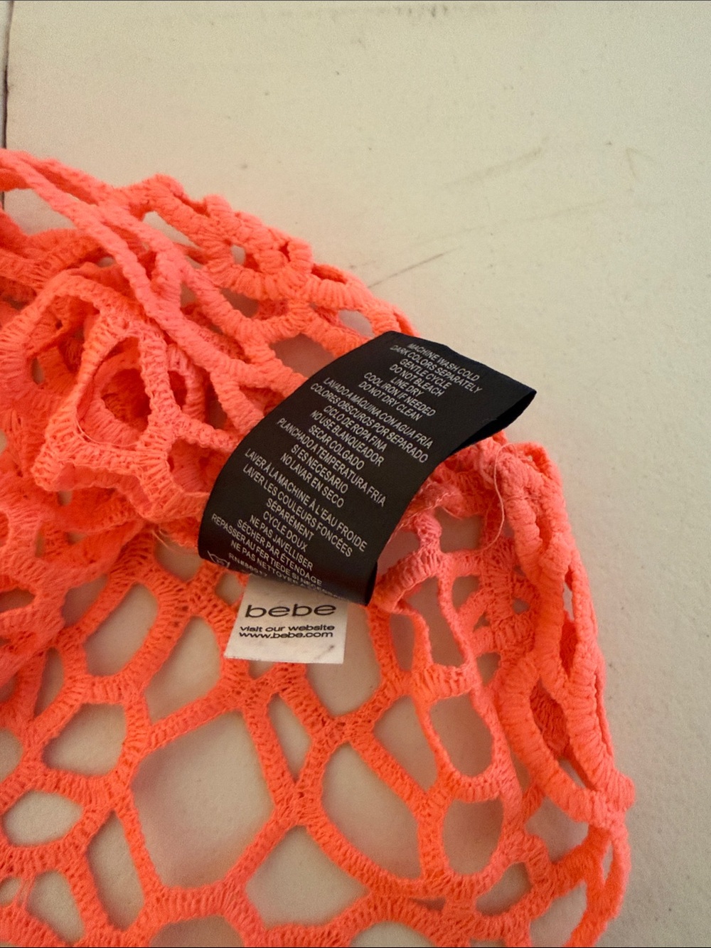 Beach Party Summer Neon Coral Crochet Tank Top Bikini Cover Up Zippered Back XL - Picture 8 of 11